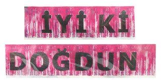 İYİKİ DOĞDUN BANNER PÜSKÜLLÜ METALİZE PEMBE