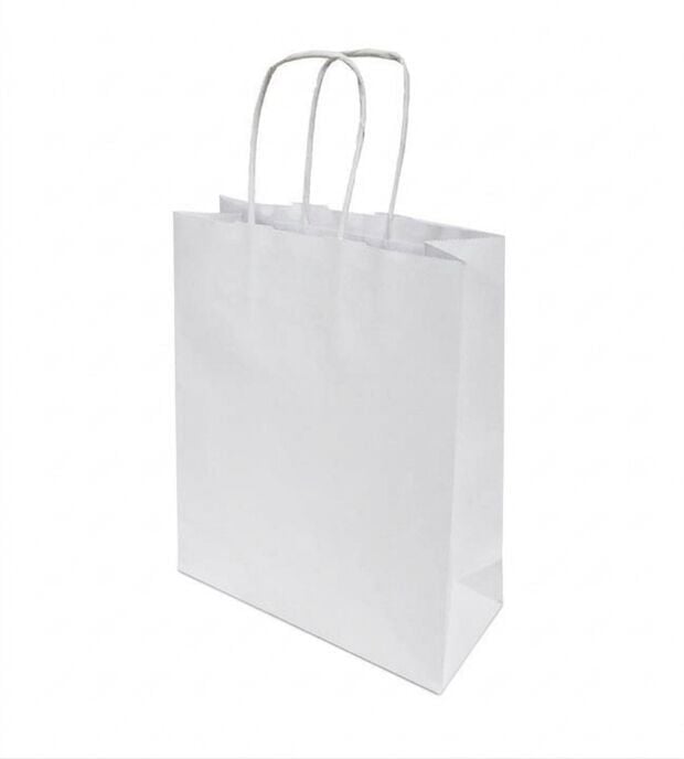 25 Li 18x24 cm Düz Beyaz Kağıt Çanta-Poşet