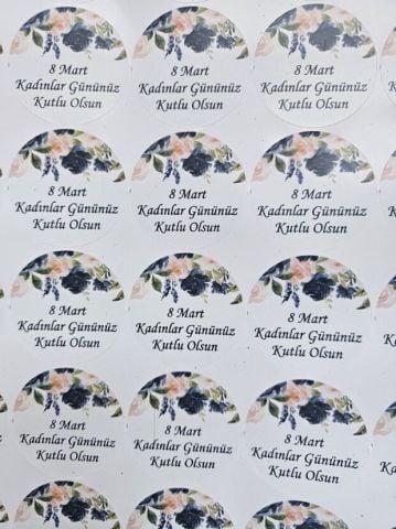 Kadınlar Günü Özelleştirilebilir 3 Cm Yuvarlak etiket 1 Sayfa (54 adet)