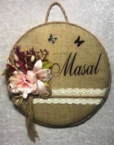 Çiçekli hasır bebek Kapı süsü,Sepet,Takı Yastığı