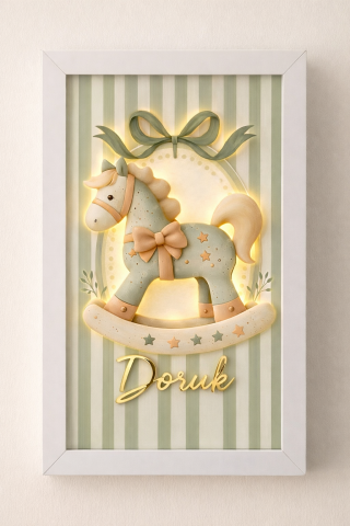 Çerçeve şeklinde yeşil atlı kapı süsü