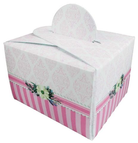 25 Lİ LOKUMLUK KARTON KUTU ÇİZGİLİ PEMBE
