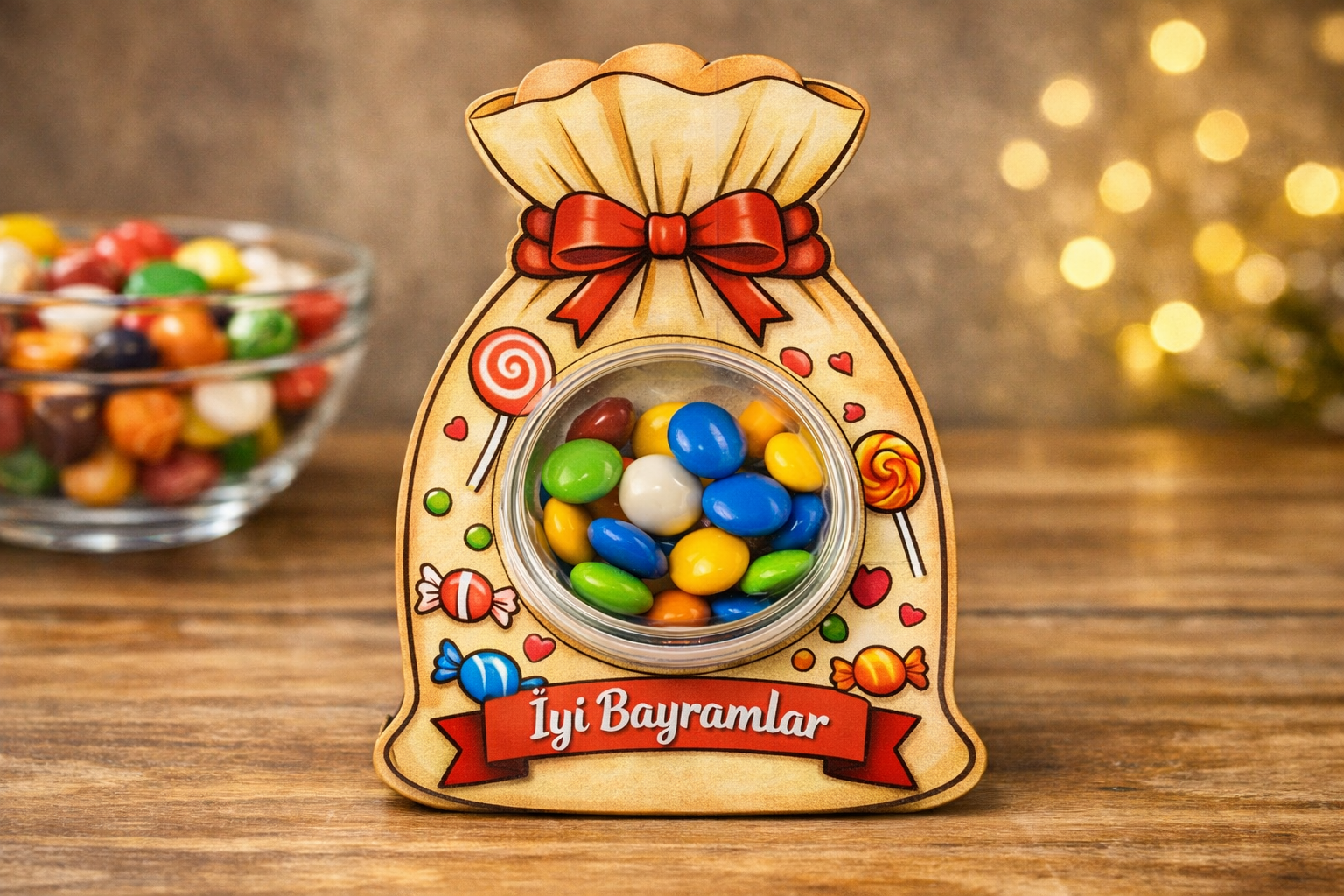 10 Lu Ahşap kutulu Bayram kesesi modeli