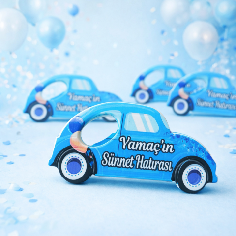 Baskılı sünnet dekorlu mıknatıslı araba açacak