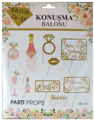 10 LU KONUŞMA BALONU SETİ BRIDE TO BE ALTIN