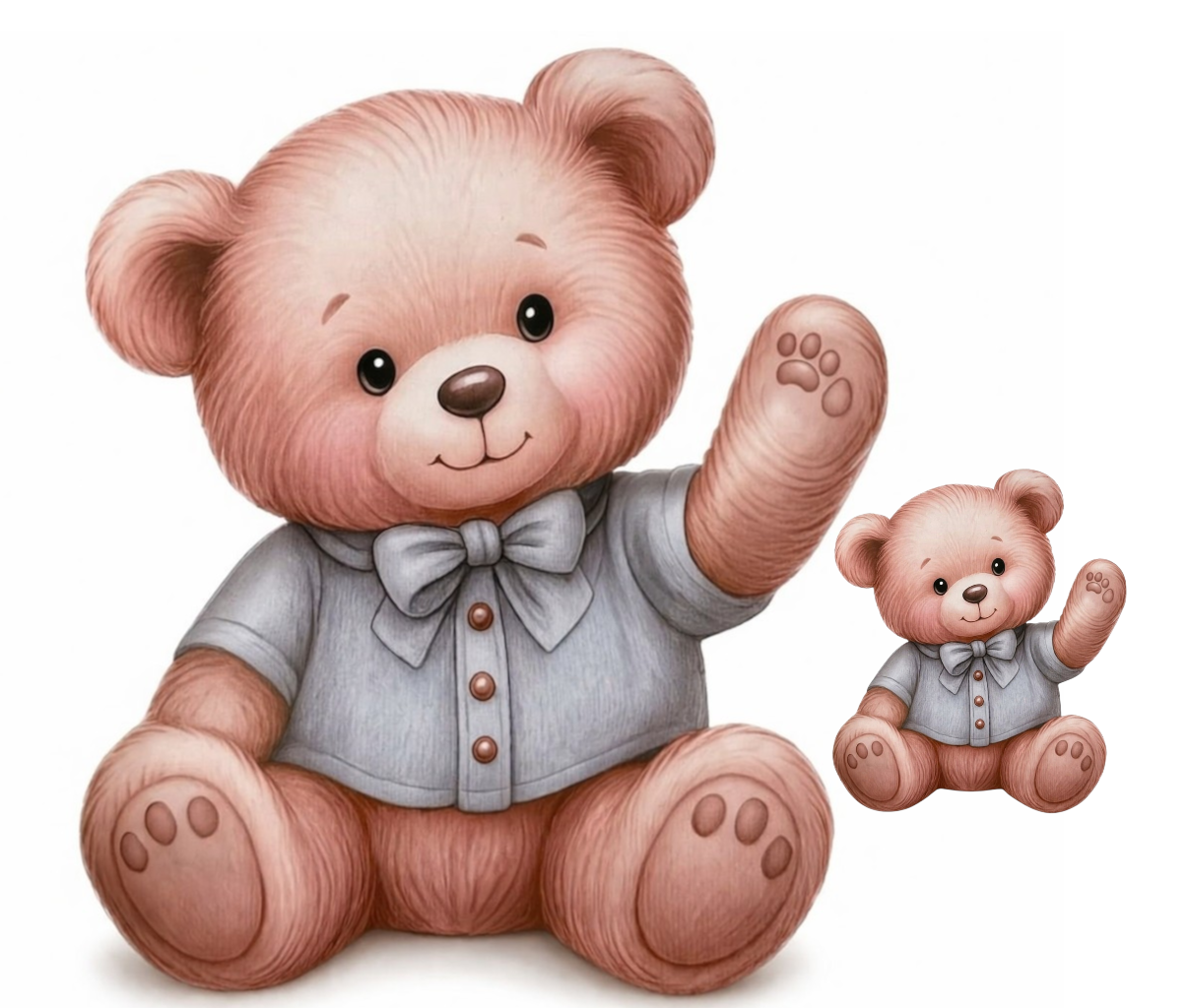 Tek tararaflı Baskılı Büyük&Küçük Gri ayıcık kseti (25 takım)