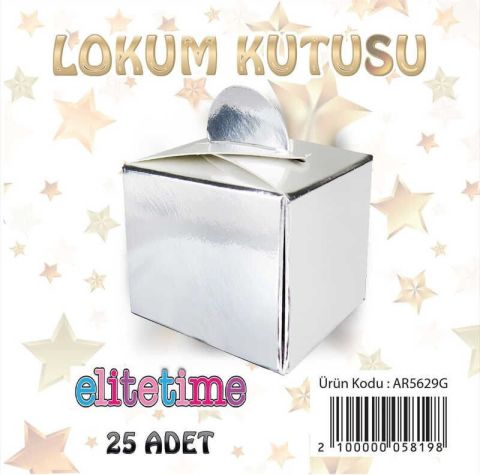 25 Lİ LOKUMLUK KARTON KUTU METALİZE PARLAK GÜMÜŞ