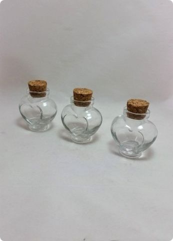 100 lü Mantar Tıpalı 50 cc Cam Kalp Şişe