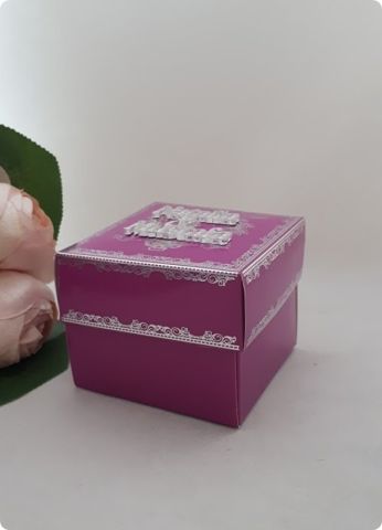 20 li 8x8x6 Cm Varak Baskılı Karton Fuşya Kutu