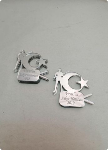Ayyıldızlı asker pleksi ayna (5*5 cm )