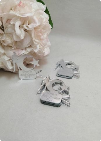 Ayyıldızlı asker pleksi ayna (5*5 cm )