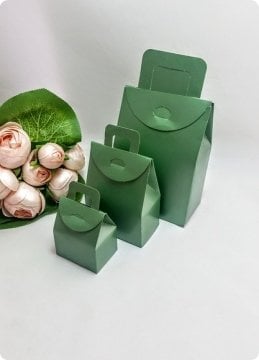 50 Li Selefonlu Karton Minik Mevlid Şekeri Çanta (Yeşil)