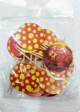 20 li Sarı Kırmızı Aslan GS Süsleme Kürdanı (Cupcake - Muffin -kek dekoratif kürdan)