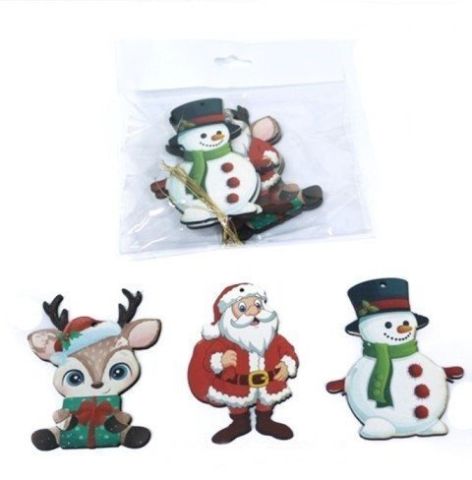 6 lı Noelbaba & Kardan Adam & Geyik Ahşap Süs