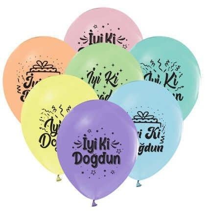 BALON İYİKİ DOĞDUN MAKARON RENGARENK P100-50