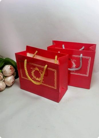 10 Lu (18x16 Cm) Körüklü,Baskılı, İpli, kına Karton kına Çanta, Poşet