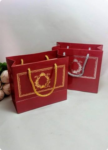 10 Lu (18x16 Cm) Körüklü,Baskılı, İpli,  Karton Çanta, Poşet