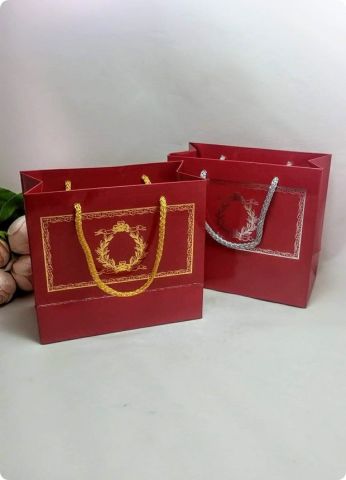 10 Lu (18x16 Cm) Körüklü,Baskılı, İpli,  Karton Çanta, Poşet