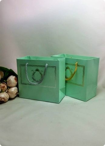10 Lu (18x16 Cm) Körüklü,Baskılı, İpli, Karton Çanta, Poşet