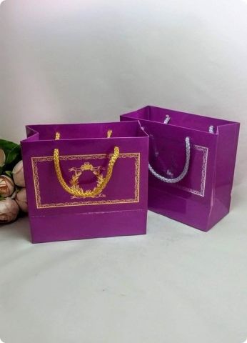 10 Lu (18x16 Cm) Körüklü,Baskılı, İpli, Karton Çanta, Poşet