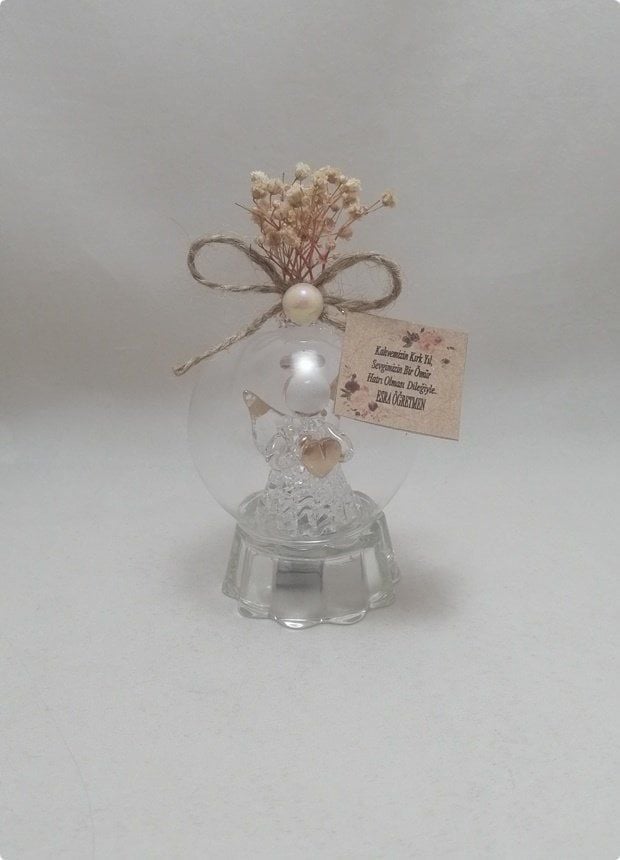 Süslü Işıklı Cam Melek Küre