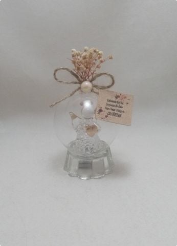 Süslü Işıklı Cam Melek Küre