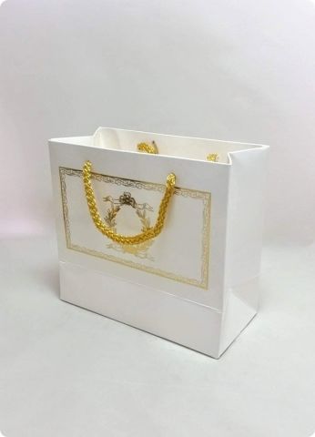 10 Lu (18x16 Cm) Körüklü,Baskılı, İpli, Karton Çanta, Poşet