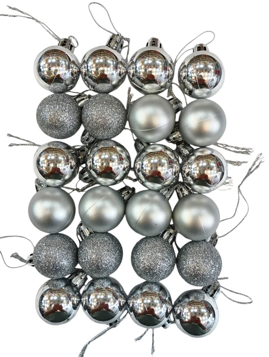 24 Lü 3 CM Cici Top Yılbaşı ağaç süsü