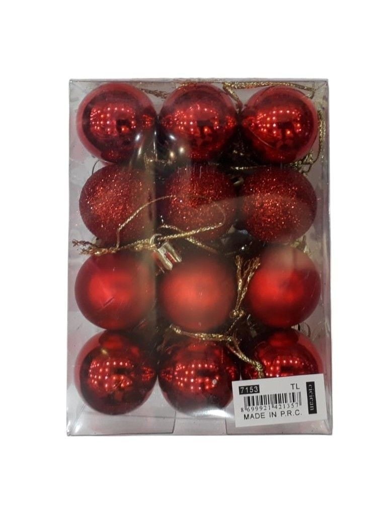 24 Lü 3 CM Cici Top Yılbaşı ağaç süsü