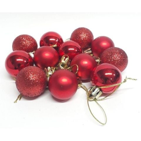 24 Lü 3 CM Cici Top Yılbaşı ağaç süsü