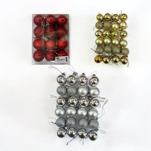 24 Lü 3 CM Cici Top Yılbaşı ağaç süsü