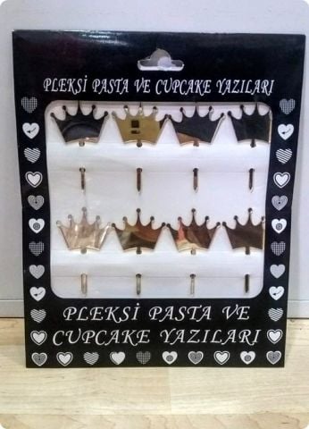 8 Li Pleksi Taç ayna cup cake, pasta süsü