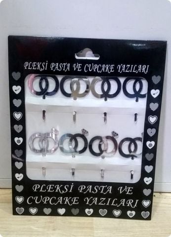 8 Li Pleksi ayna alyans, tek taş yüzük cupcake, pasta süsü