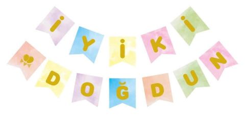 İYİKİ DOĞDUN MAKARON FLAMA RENGARENK ALTIN