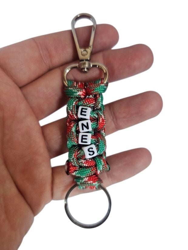 Yılbaşı Desenli İsimli Paracord Anahtarlık (Paraşüt İpinden)