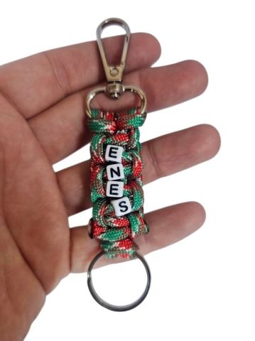 Yılbaşı Desenli İsimli Paracord Anahtarlık (Paraşüt İpinden)