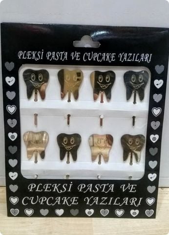 8 Li Diş Pleksi ayna cup cake, pasta süsü
