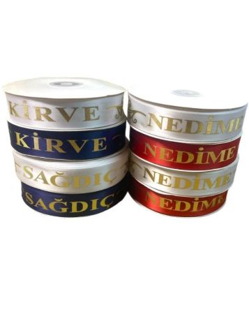 Sağdıç & Nedime & Kirve Baskılı Kurdele (50mt-100ad)