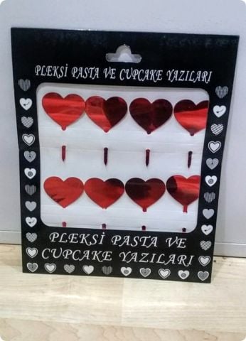 8 Li Kalp Pleksi ayna cup cake, pasta süsü