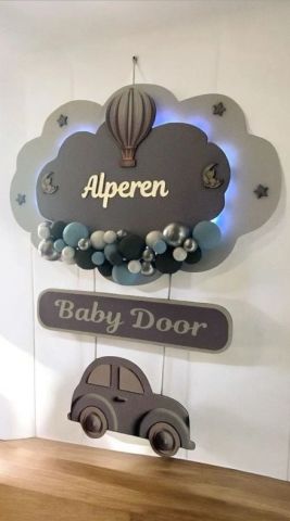 Araba Dekorlu Toplu Bulut Kapı Süsü