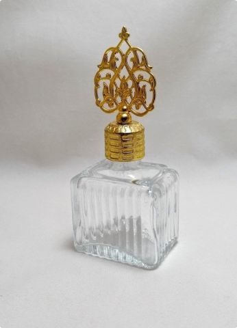 12 Adet Metal Tepelikli Cam Çizgili Küp Kare Şişe