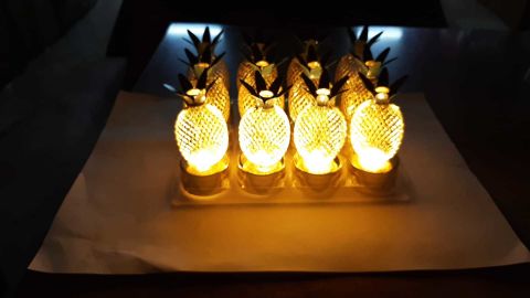 12 Li LED Ananas Lamba  Alt Kısmı Gold renk
