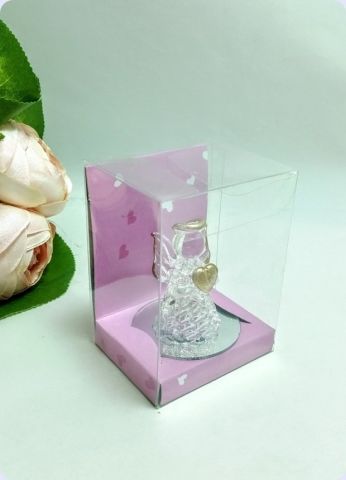 Cam Melek Elinde Kalp (Pembe Asetat Kutulu)