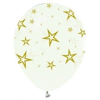 BALON ÇEPEÇEVRE ALTIN YILDIZ BASKILI ŞEFFAF PK:100 KL:50