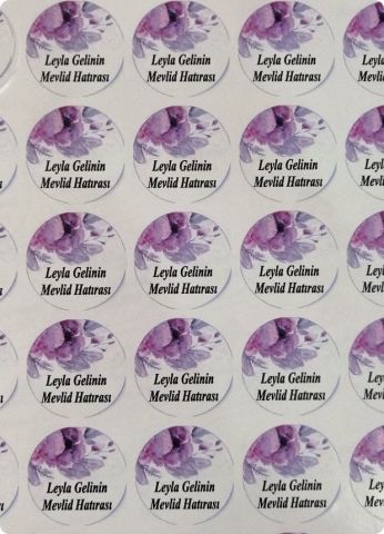 Yapraklı Yuvarlak Nişan Sticker etiket 1 Sayfa(54 adet)