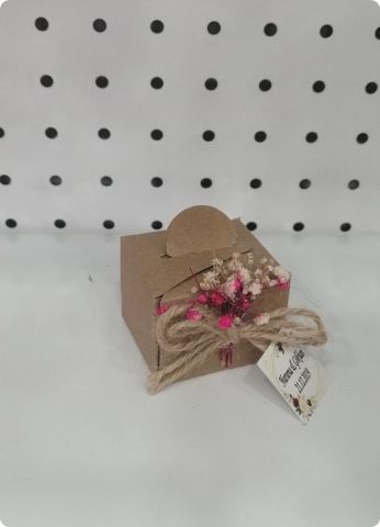 25 li Süslü Çiçekli Kraft Karton Söz,Nişan,Nikah şekeri