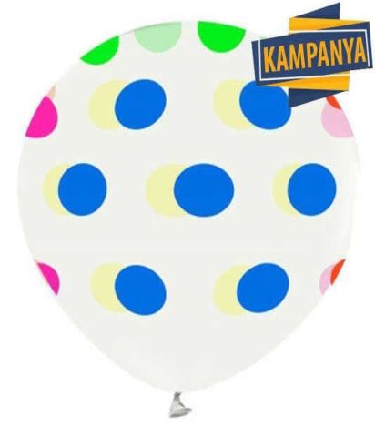 100 LÜ ŞEFFAF BALON ÇEPEÇEVRE FLORESAN PUANLI