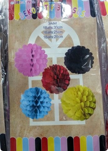Hazır 3 lü Set Kağıt ponpon