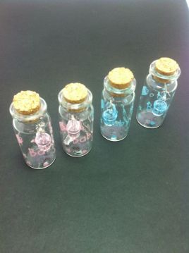 Mantar kapaklı Emzikli Cam Minik Tüp Süs şişe