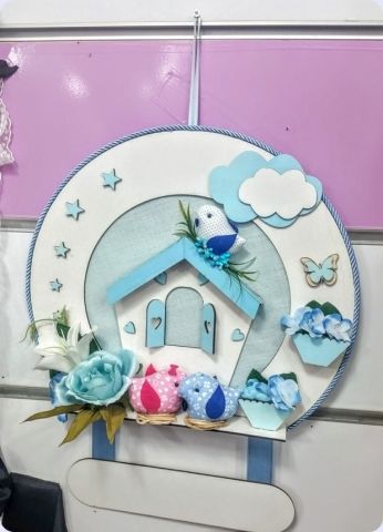 Ahşap Kuşlu İsim Yazılabilir Ev Kapı Süsü ;Bebek